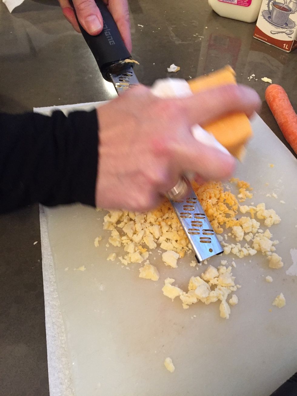 Got my mom to shred the cheese, since it's the worst thing to do ever..