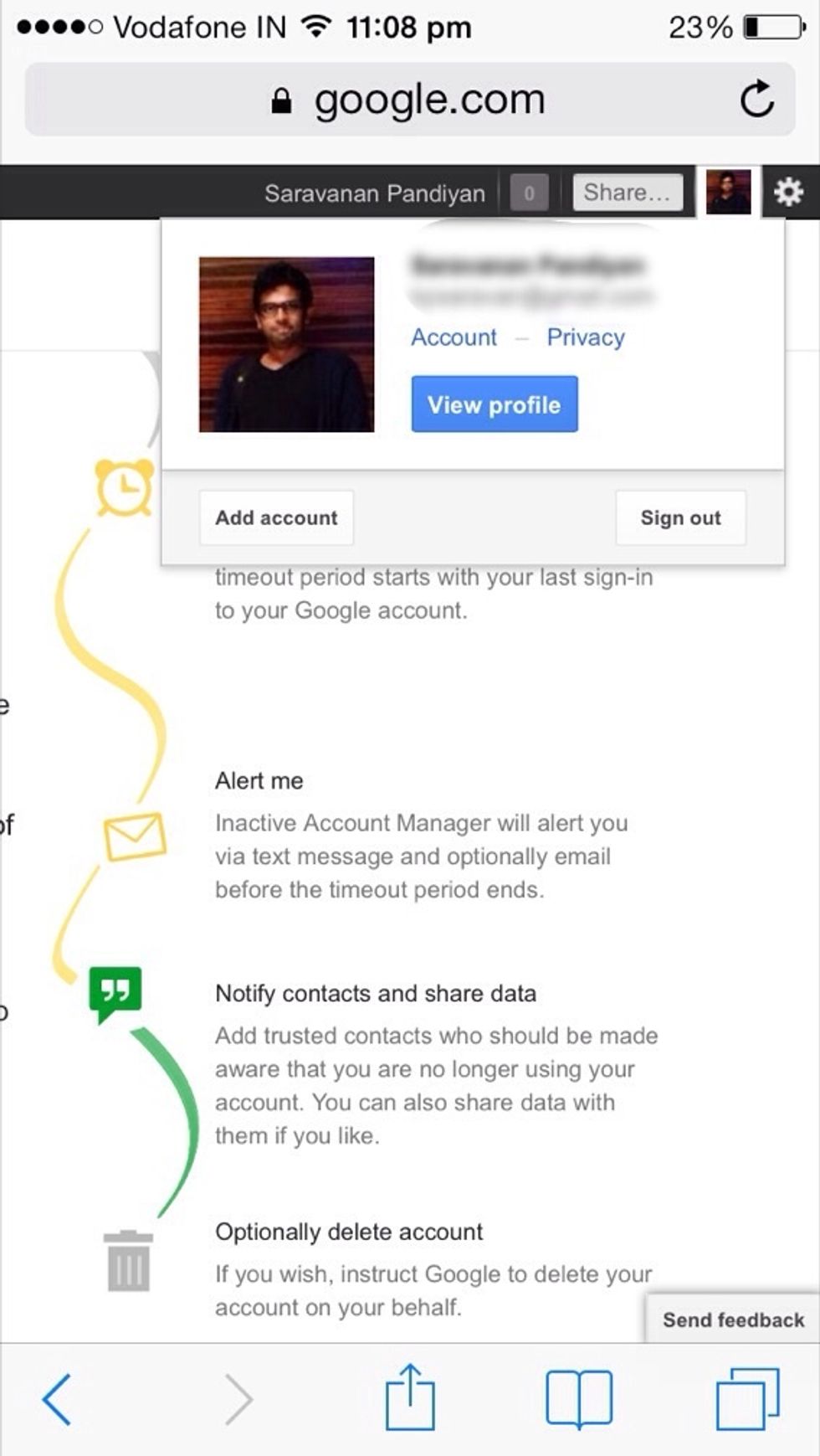 Goto the account settings page of your google account from your desktop like this, or if you are using a mobile now, see the next step.