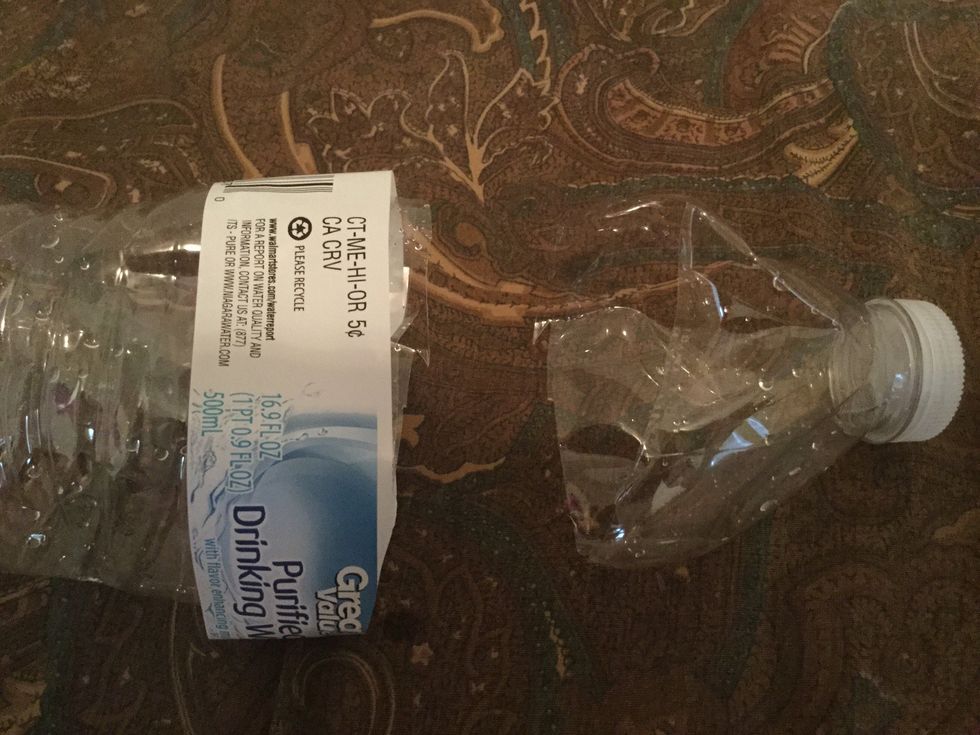 Grab 1 water bottle and cut it as close as you can to the top were you drink