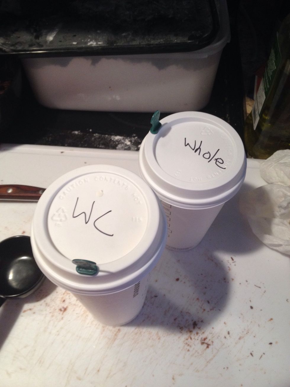 Grab 3/4 cup of whipped cream and 1/2 cup of whole milk