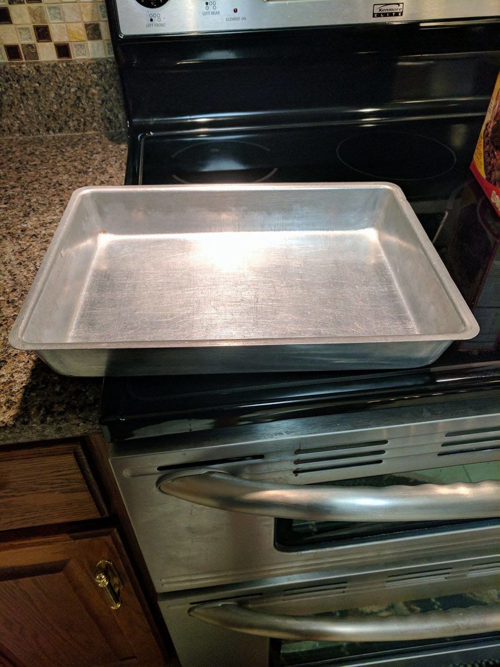 Grab a 13" x 9" metal pan.
