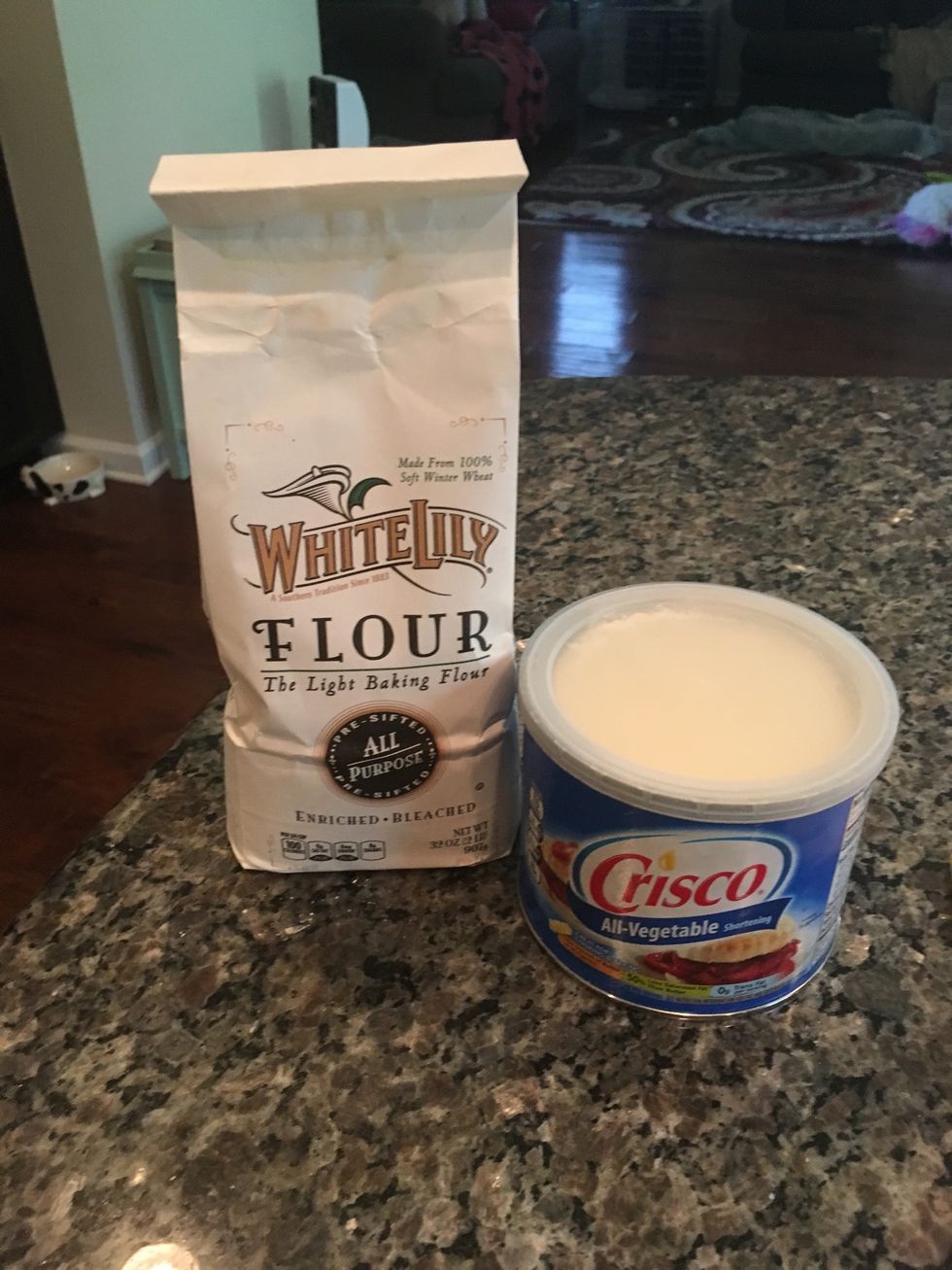 Grab a paper towel and place it around your hand. Dip the paper towel in the crisco and then spread the crisco on the two pans you are going to use to bake the cake.