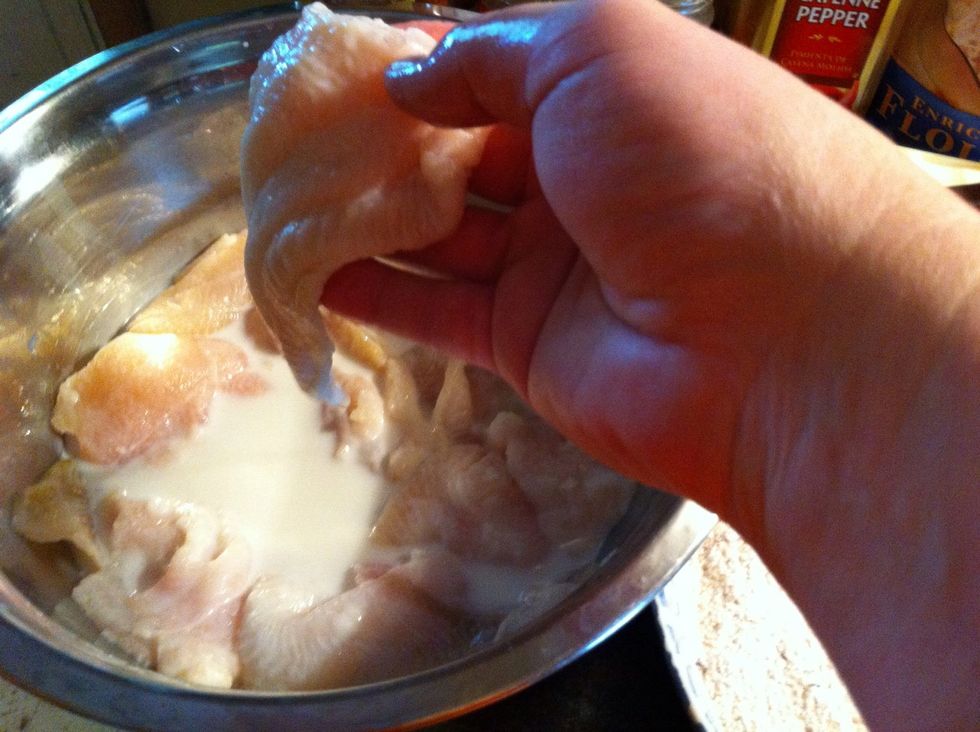 Grab a piece of fish out of the milk..