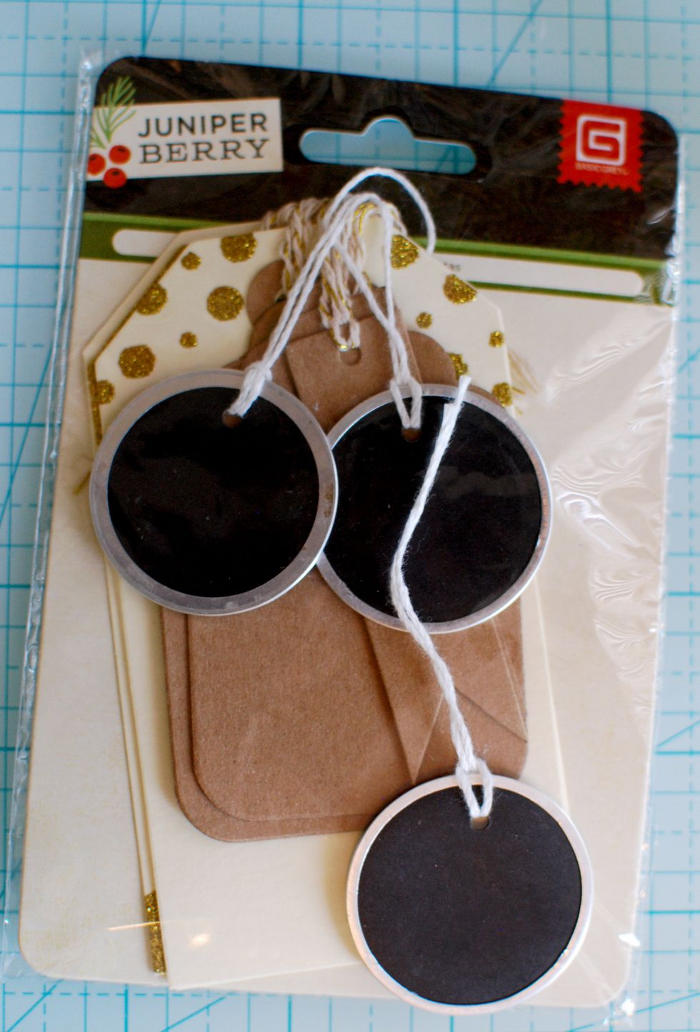 Grab a round chalkboard tag from the Mixed Tag Pack.