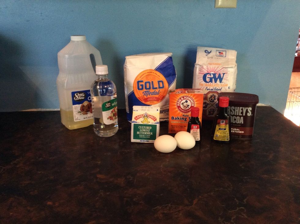 Grab all of your ingredients for the cupcakes. You can find these in the supplies slide.
