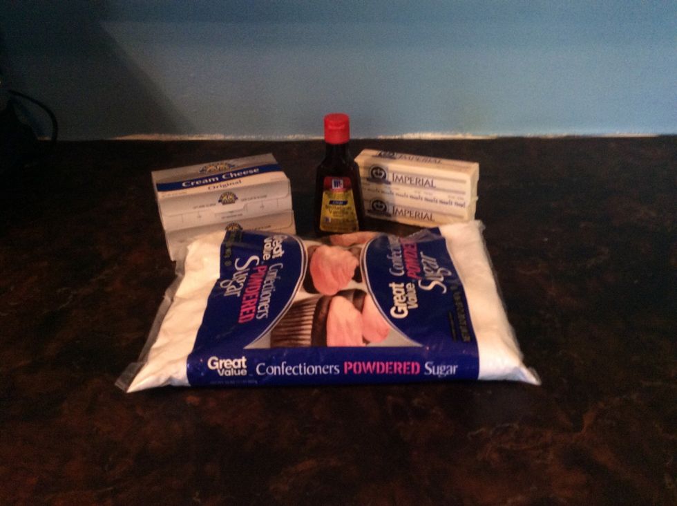 Grab all of your ingredients for the frosting. You can find these in the supplies slide.