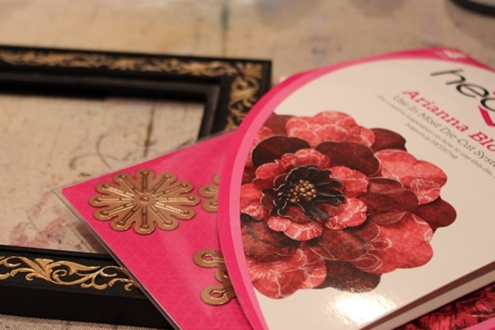 Grab an old yard sale picture frame and a stamp/die set from Heartfelt. I used the Arianna Blooms Set.