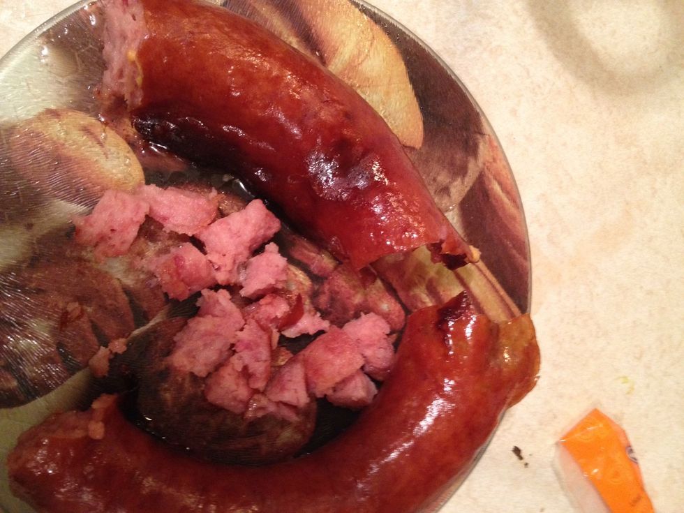 grab and dice the sausage after done (be careful! is really hot)