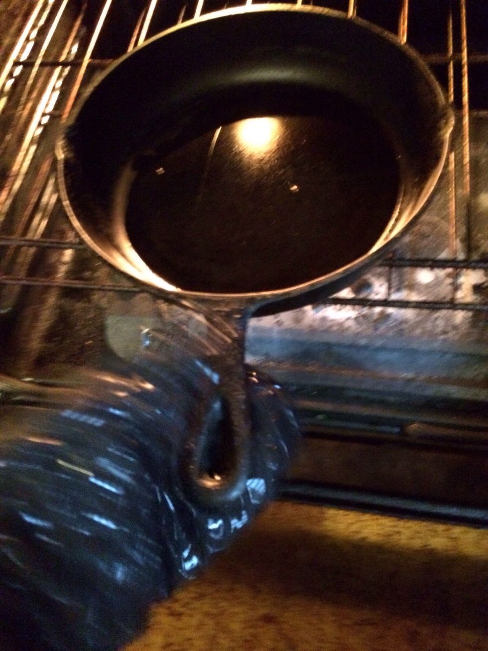 Grab hot skillet out of oven.