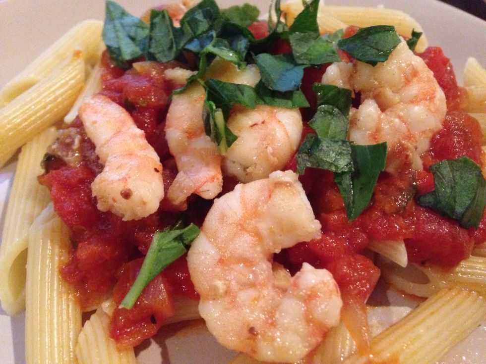 Grab some pasta, fresh shrimp, and some of that leftover basil and serve hot :)