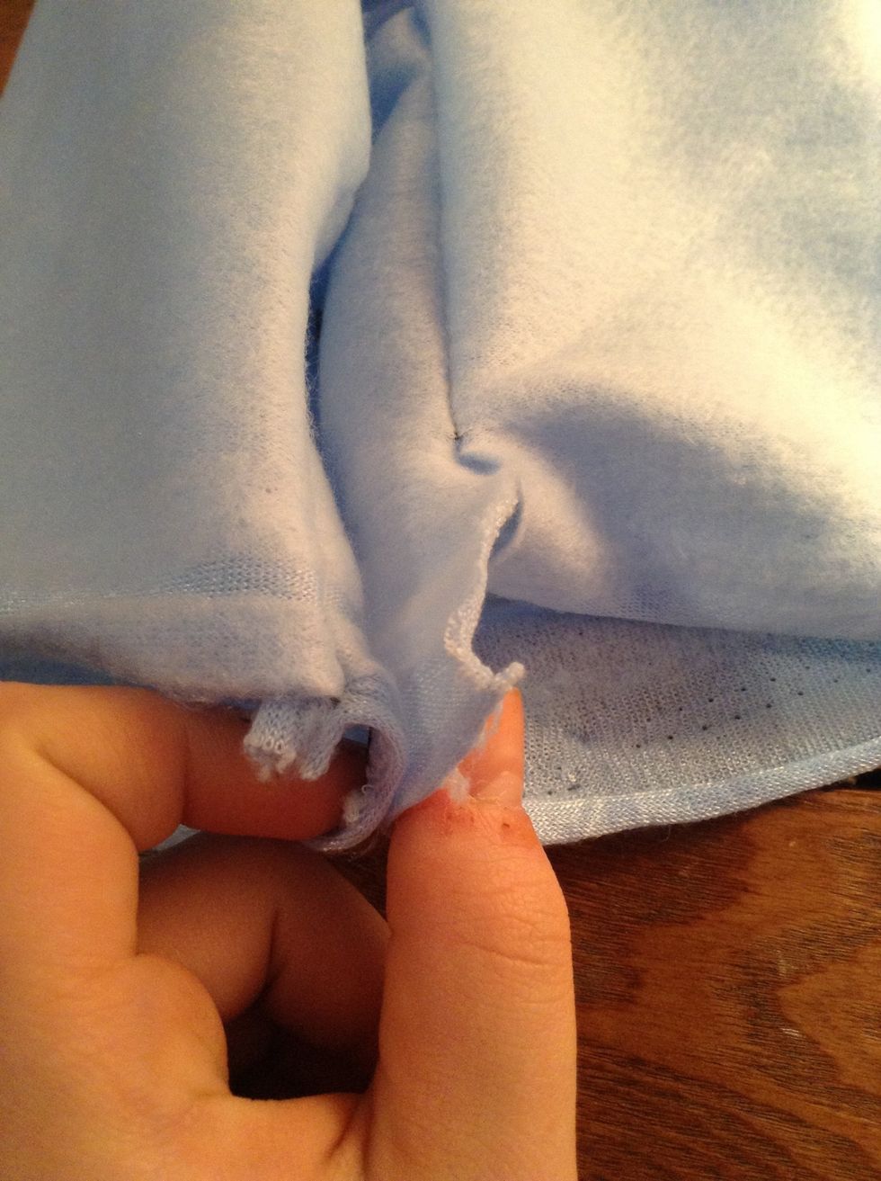 Grab the ends and bring them to the sewing machine.