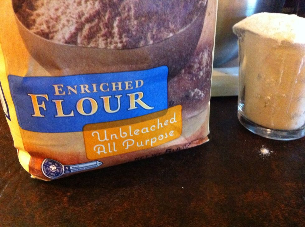 Grab the flour. Use All Purpose only. Mine is Unbleached. Start with 2 cups.