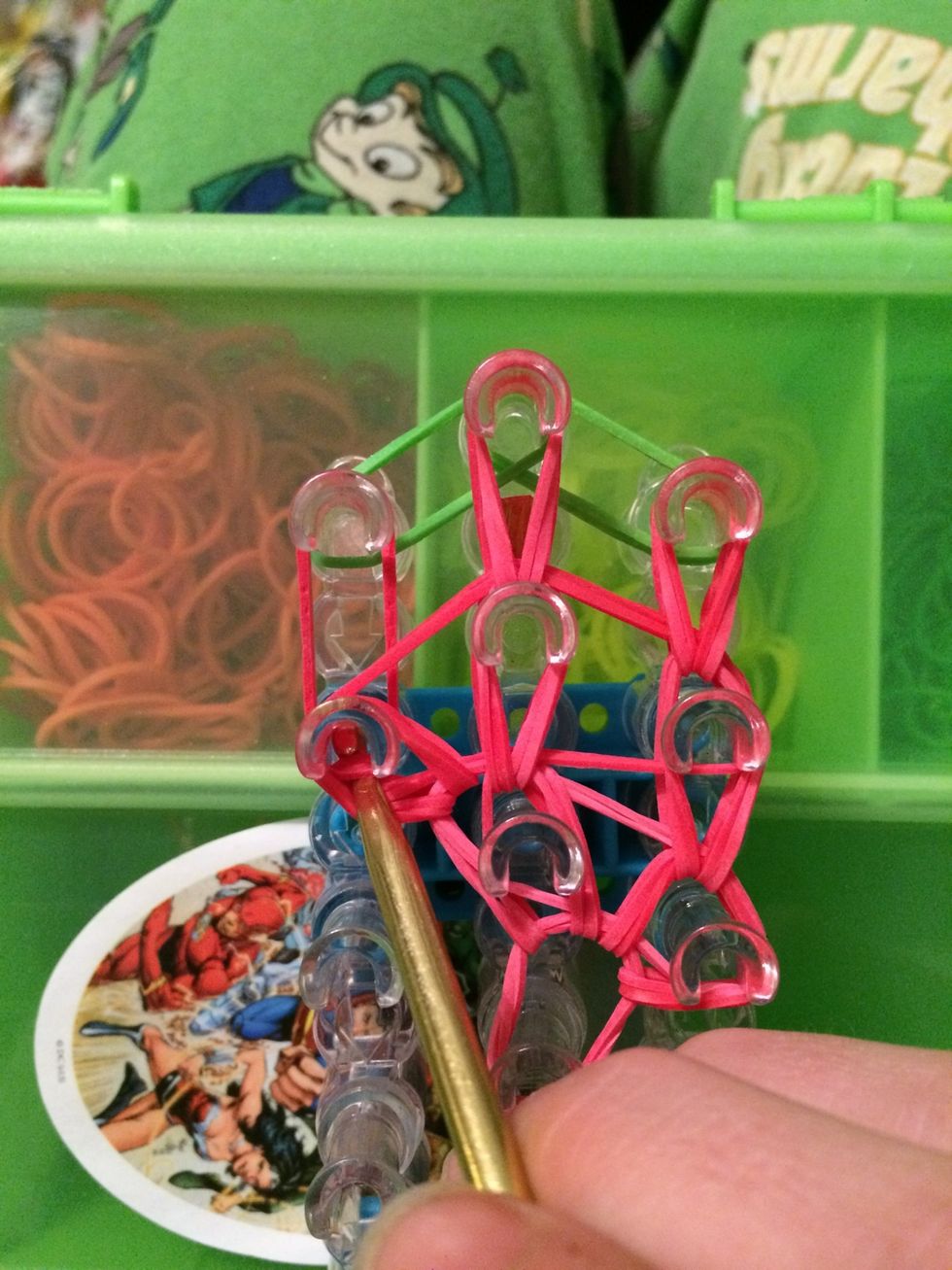 Grab the last 2 red bands and move them forward.