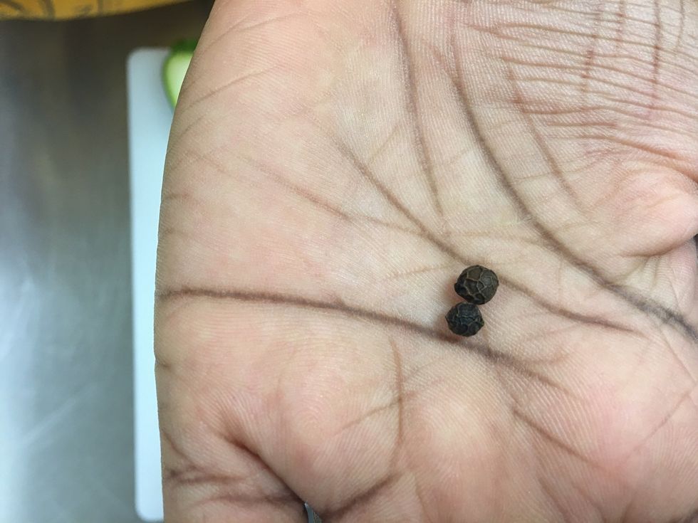 Grab two peppercorns for the eyes on both sides.