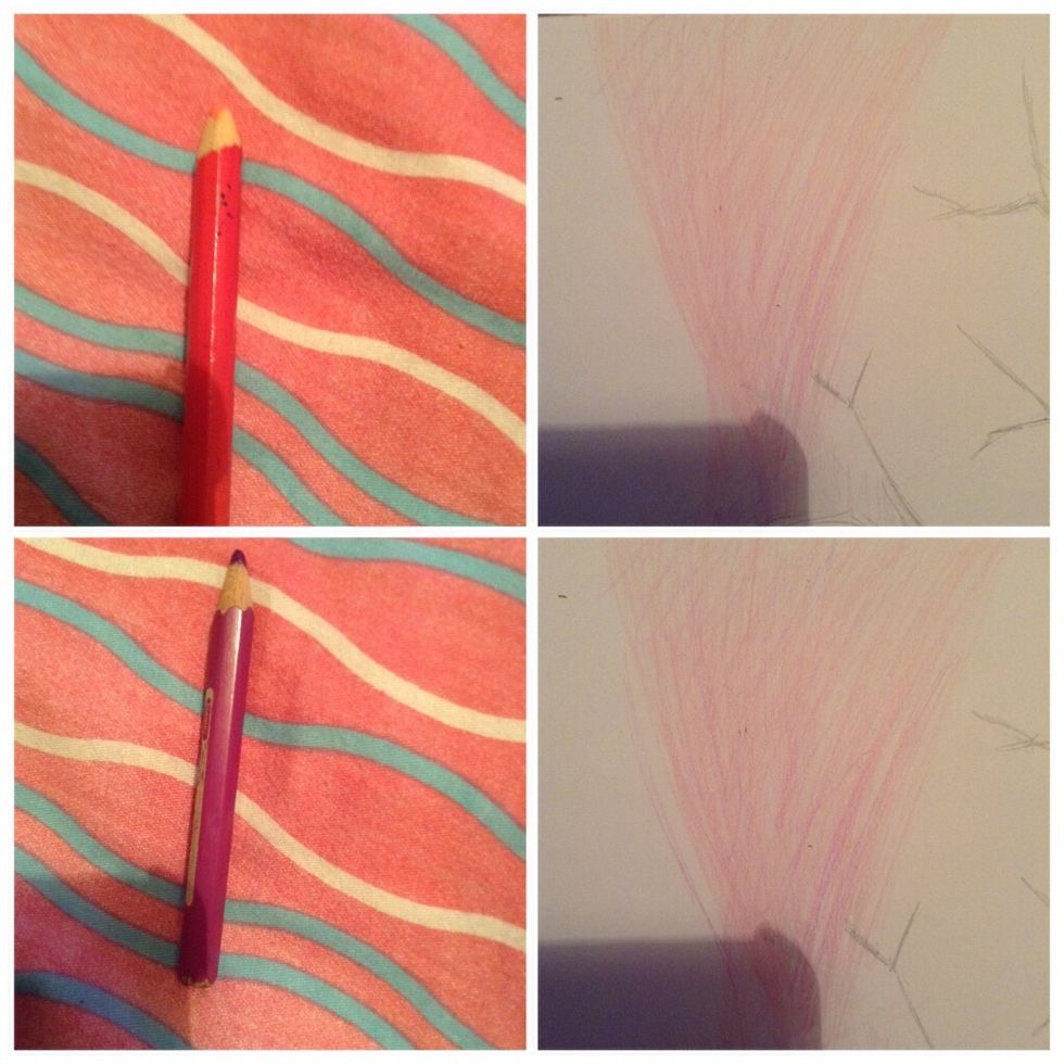 Grab ur pink and draw this like it's coming out of the moon and then take ur light purple and Fadley draw on the pink