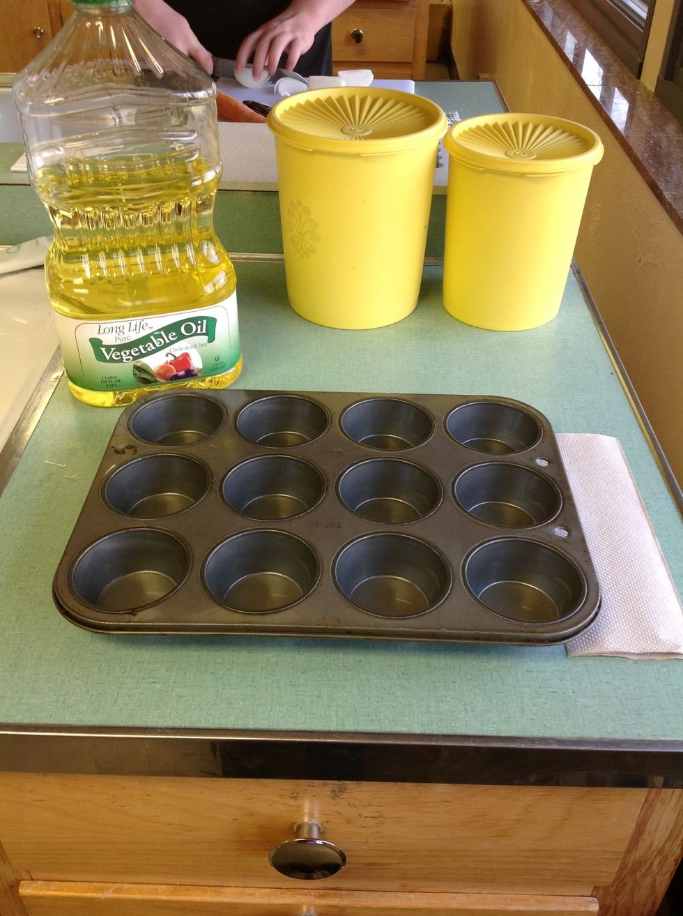 Grab vegetable oil and grease pan.