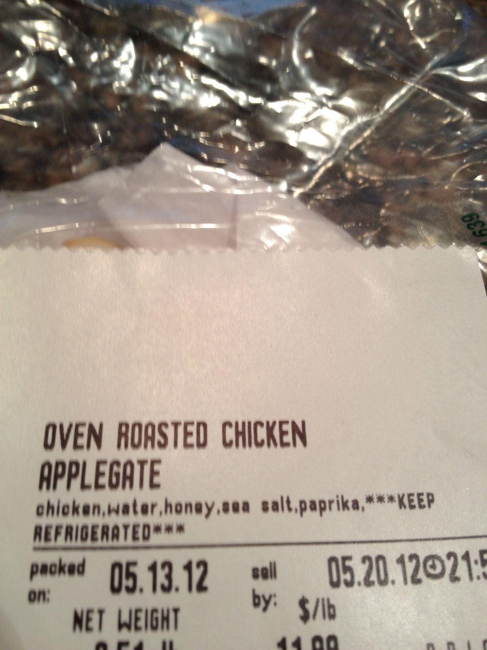 Grab you sliced chicken and place about a slice on each half.
