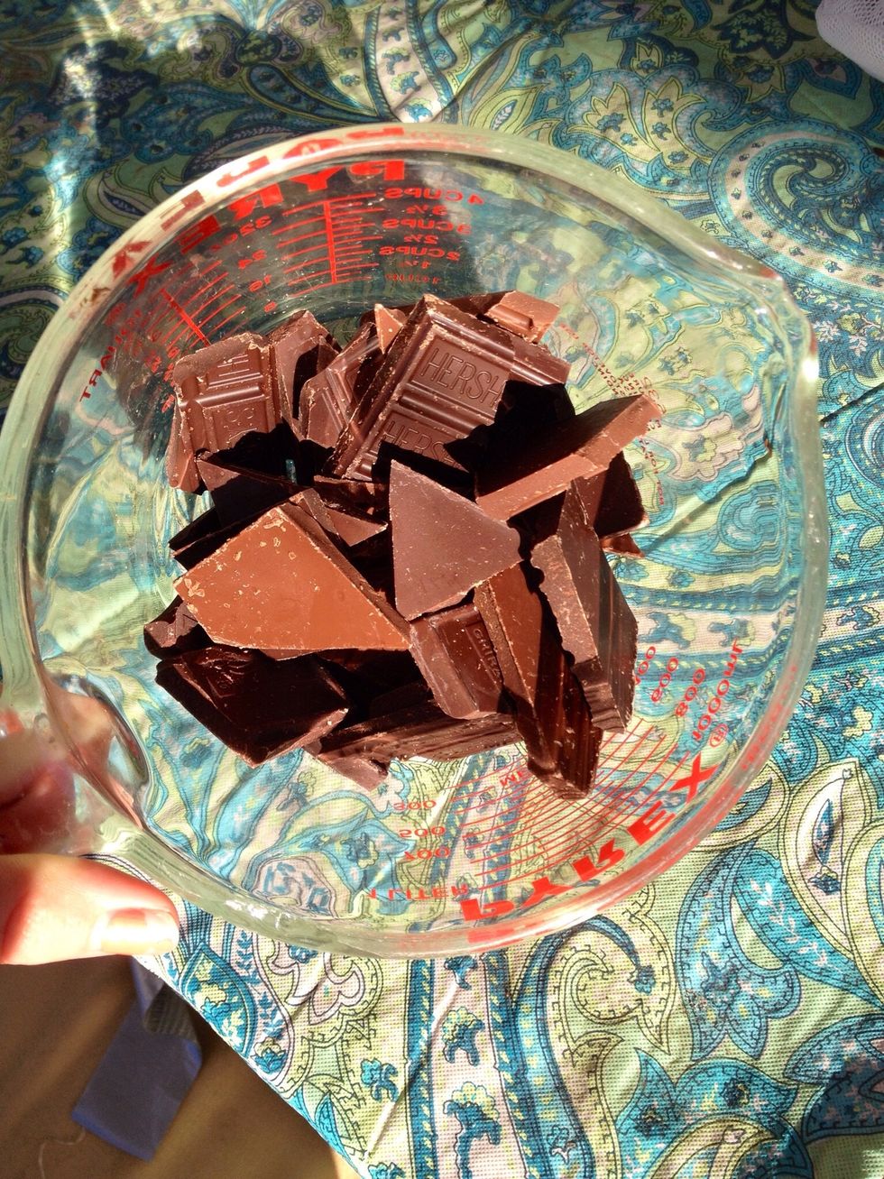 Grab your chocolate. I prefer dark chocolate, but use whatever you like best.