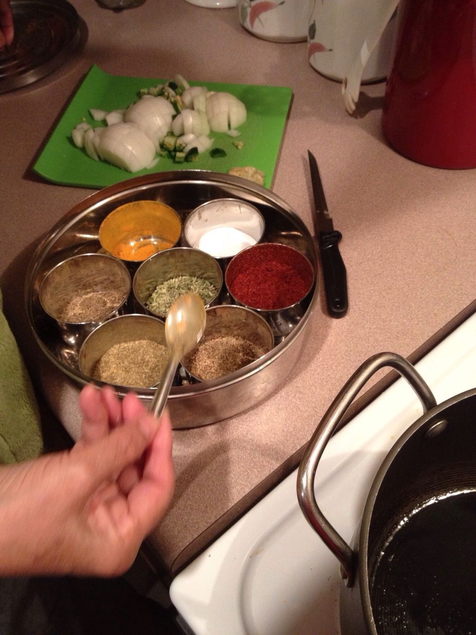 Grab your Indian masaldani (i.e., assemble your Indian spices).