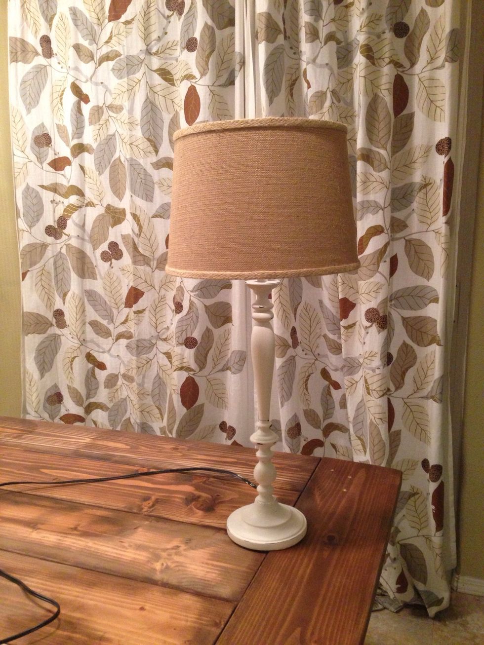 Grab your new shade and a light bulb and your lamp is ready.