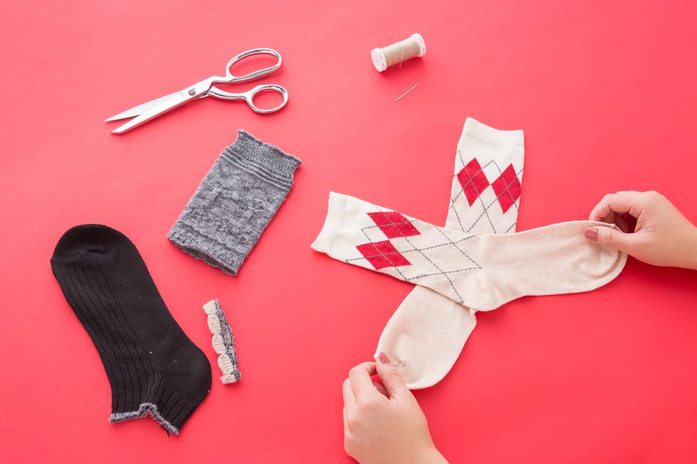 Grab your patterned socks and make an X.