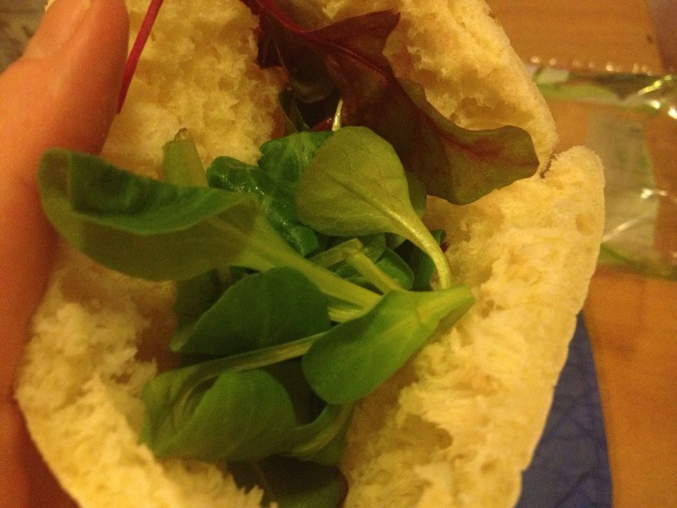 Grab your pita bread. Fill it with salad...