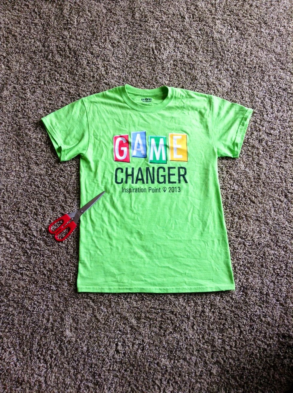 Grab your stuff- t-shirt, scissors.