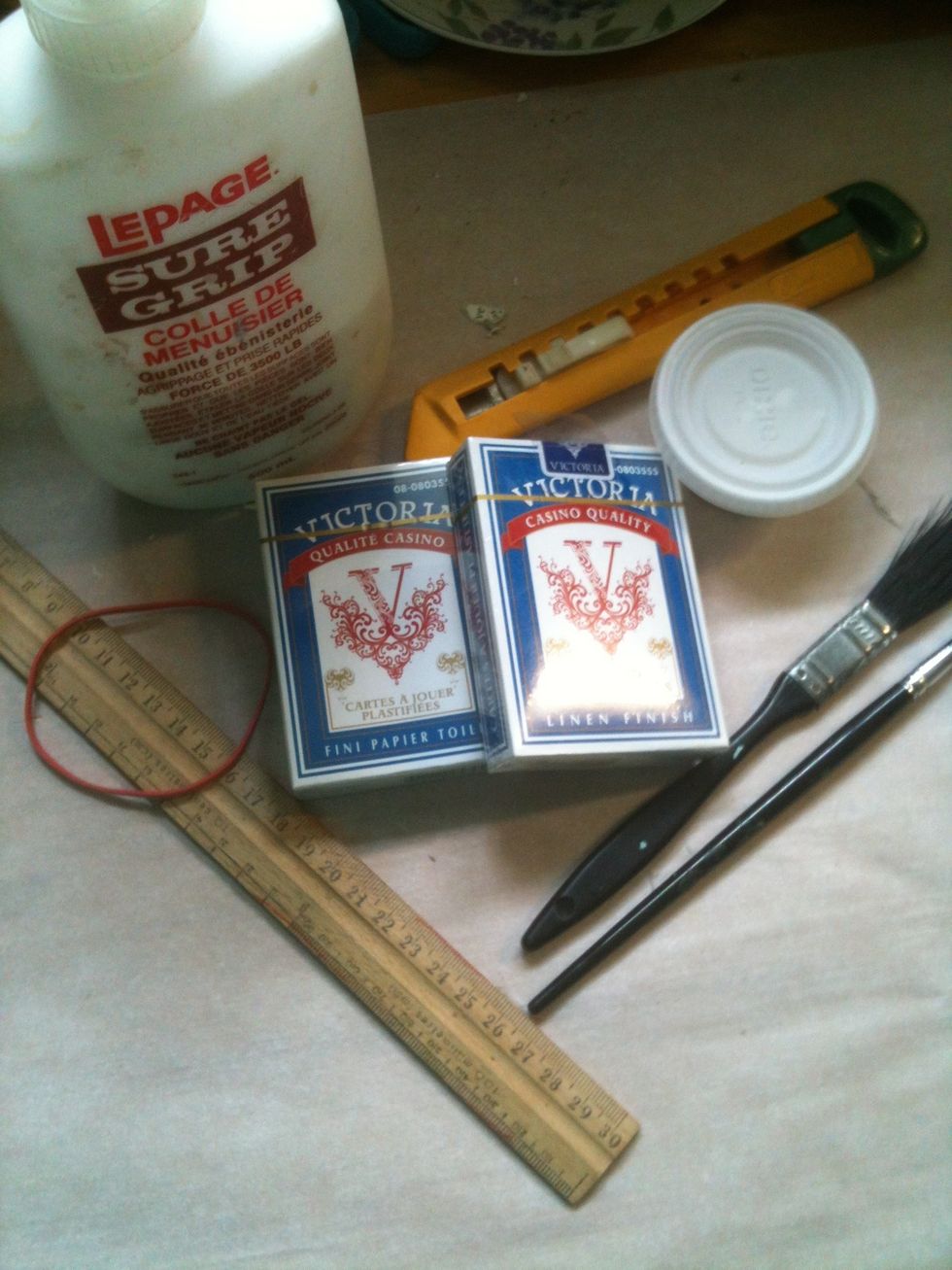 Grab your supplies. I bought new cards but you can use old ones.