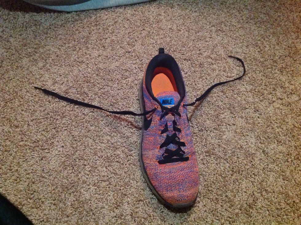 Grab your untied shoe.