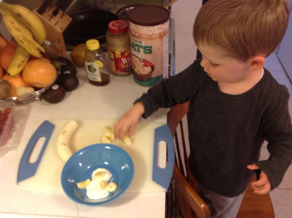 gracefully throw the bits into the bowl.