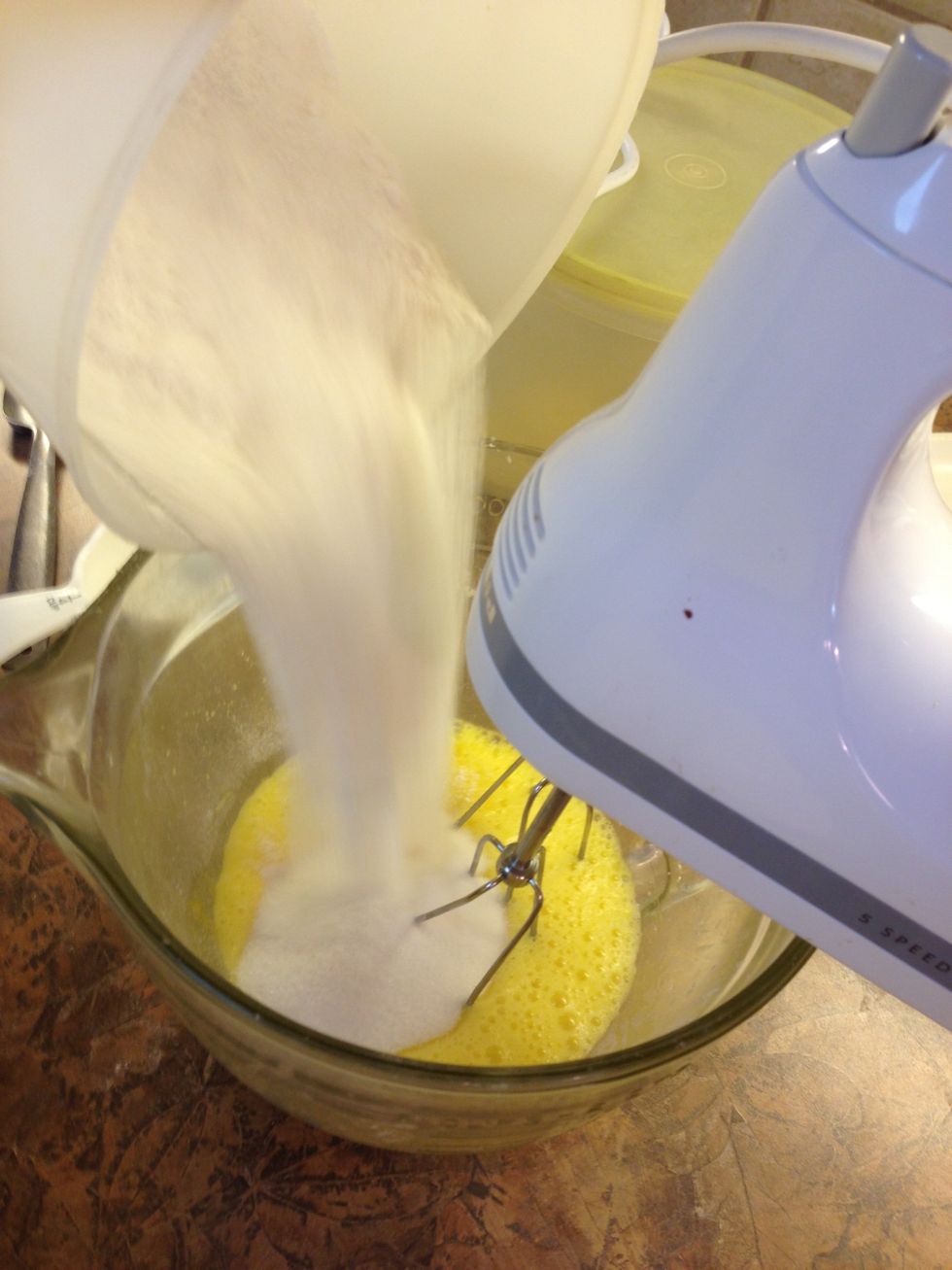 Gradually add dry ingredients...