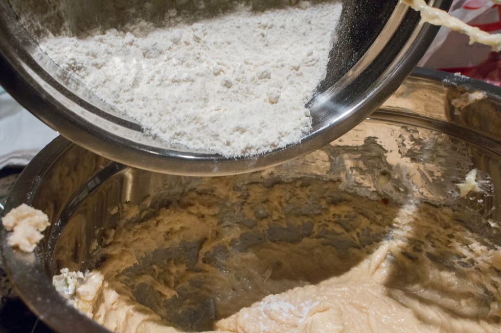 Gradually add the flour mixture to the butter mixture, stirring between additions