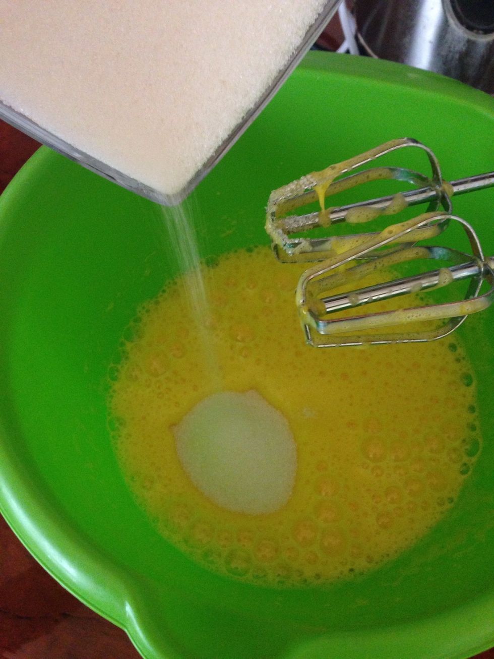 Gradually add the sugar and continue beating