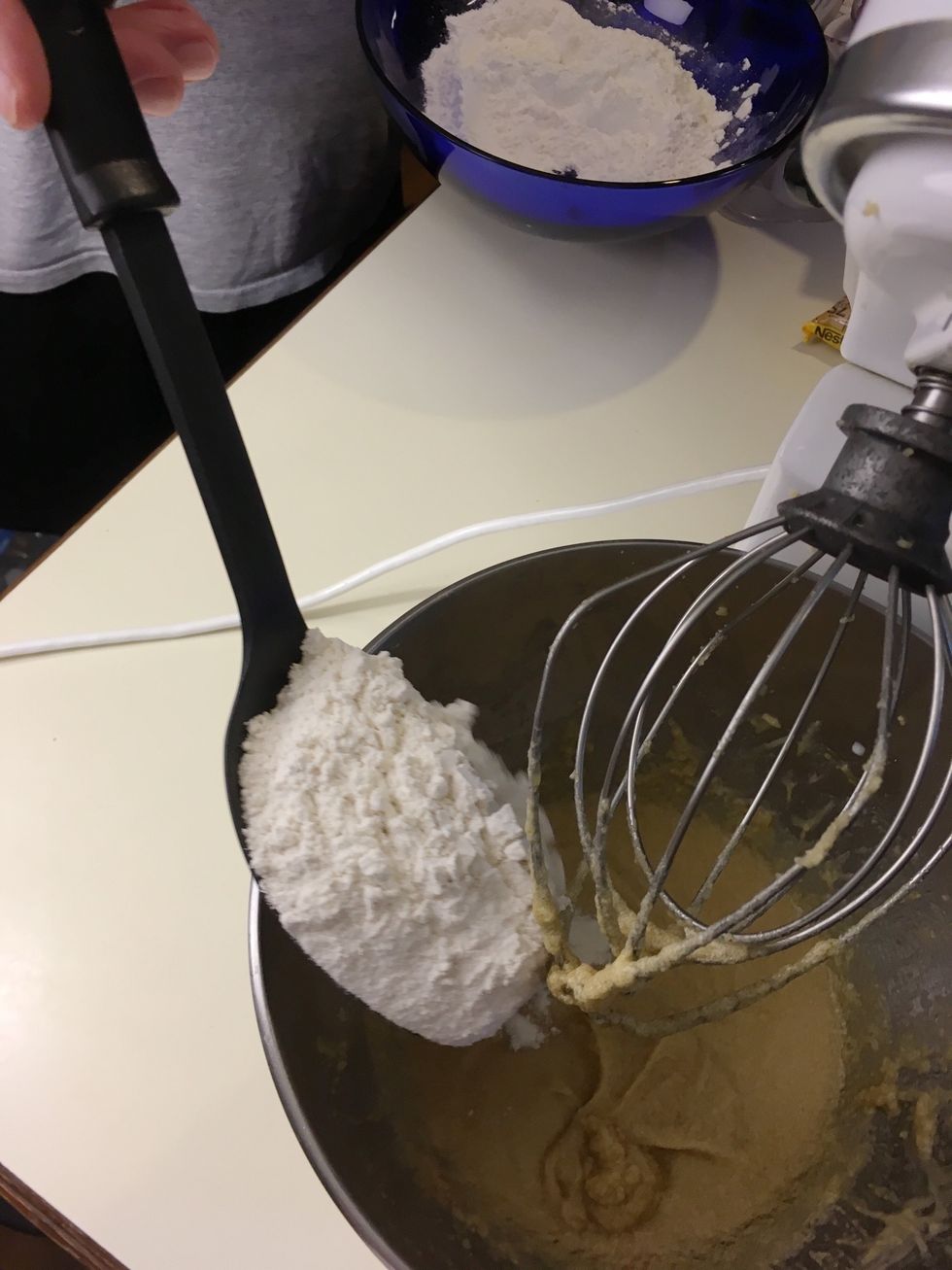 Gradually add this to the stand mixer.