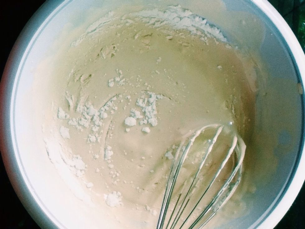 Gradually and Carefully mix in the sifted sugar and salt.