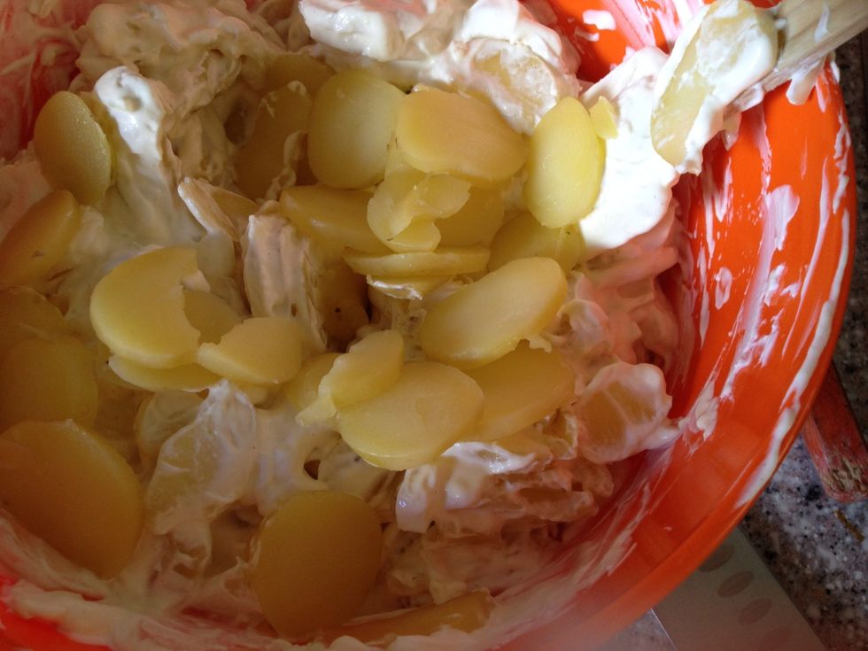 Gradually stir in your potatoes again to avoid mashing them