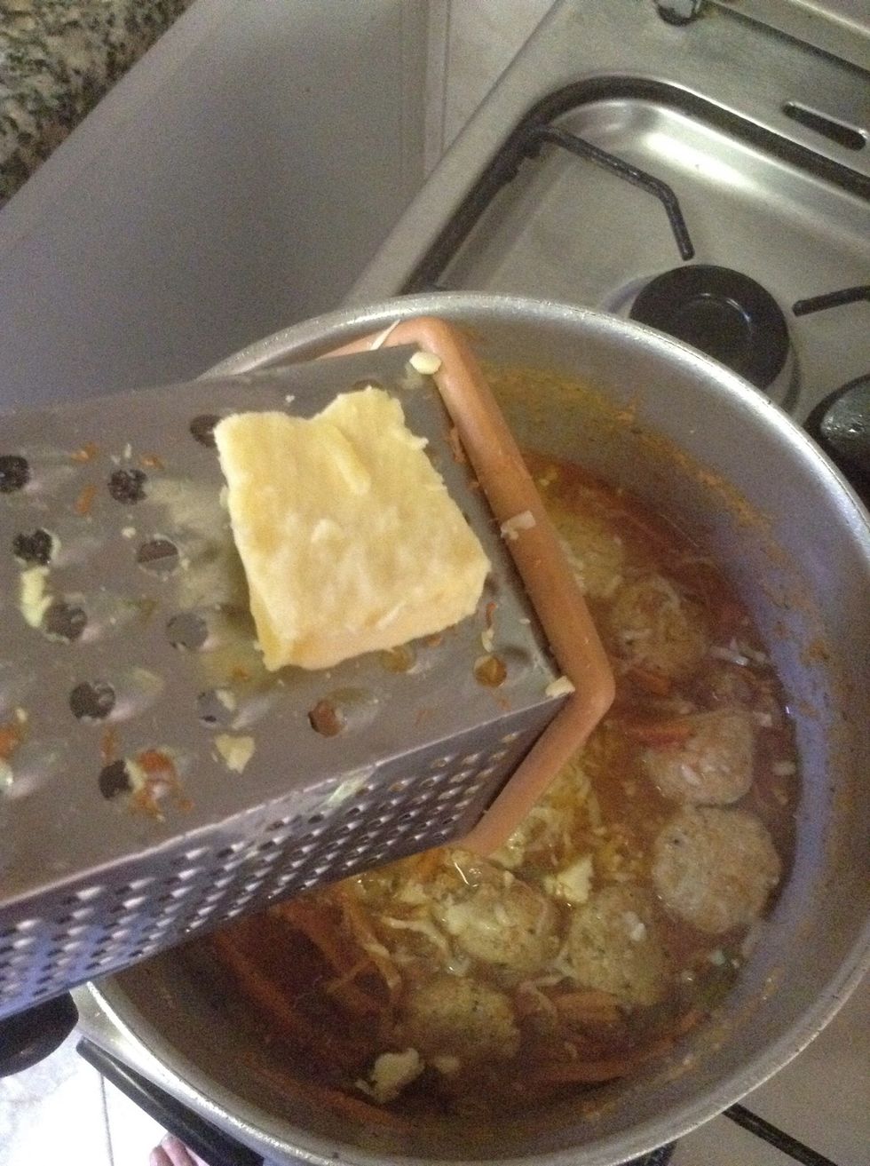 Grate cheddar cheese to give a creamy texture