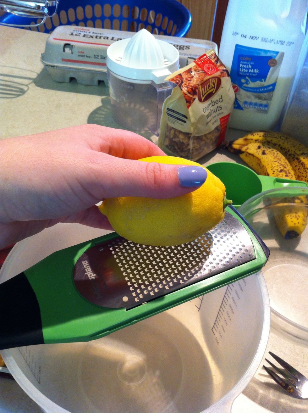 Grate lemon rind