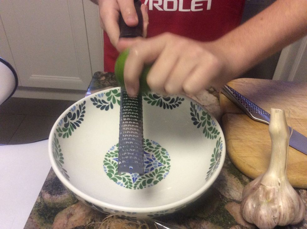 Grate lime zest into a bowl