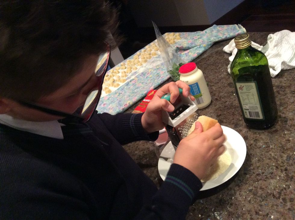 Grate Parmesan cheese around 1/3 of a cup