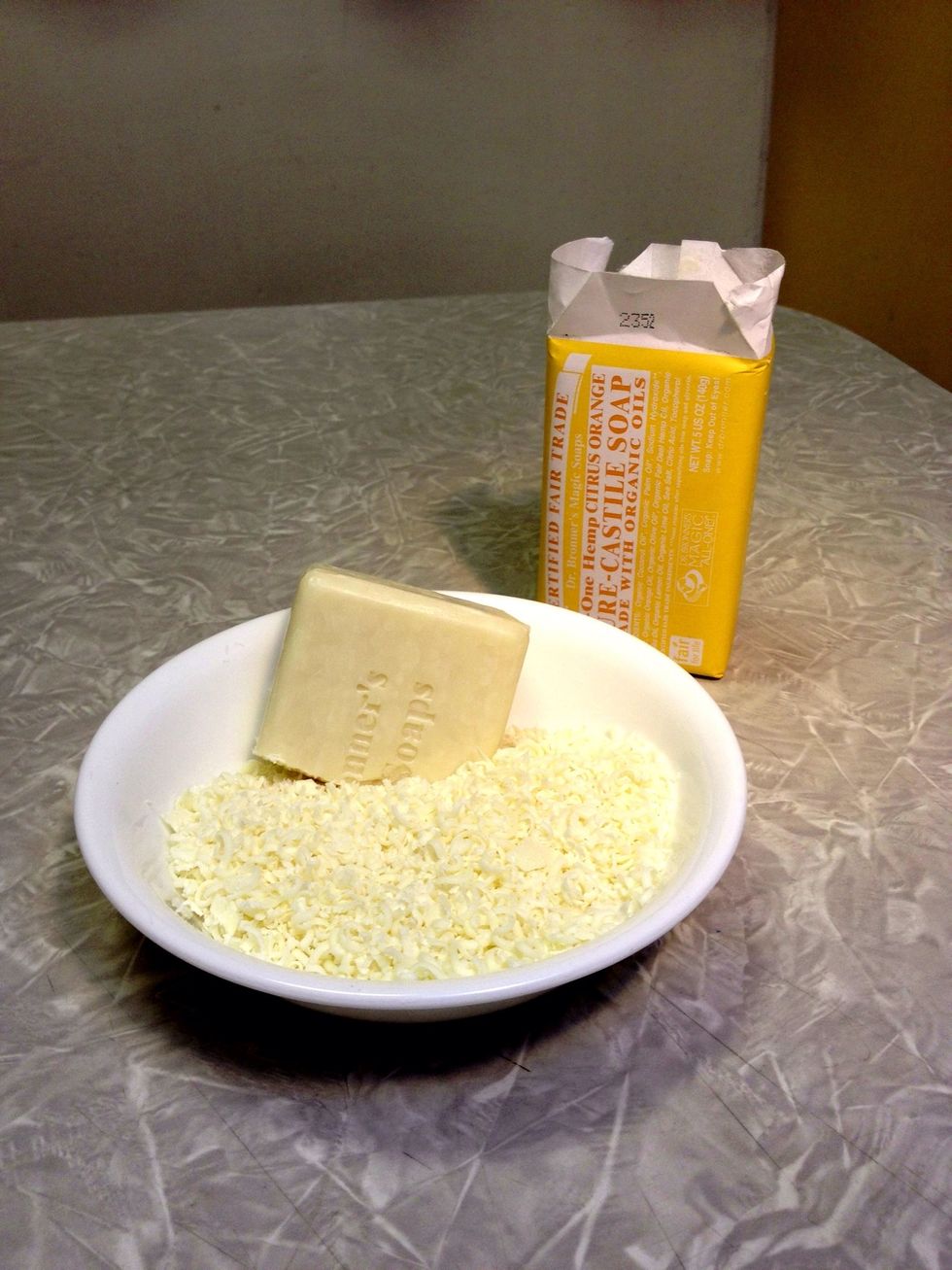 Grate the bar of soap.