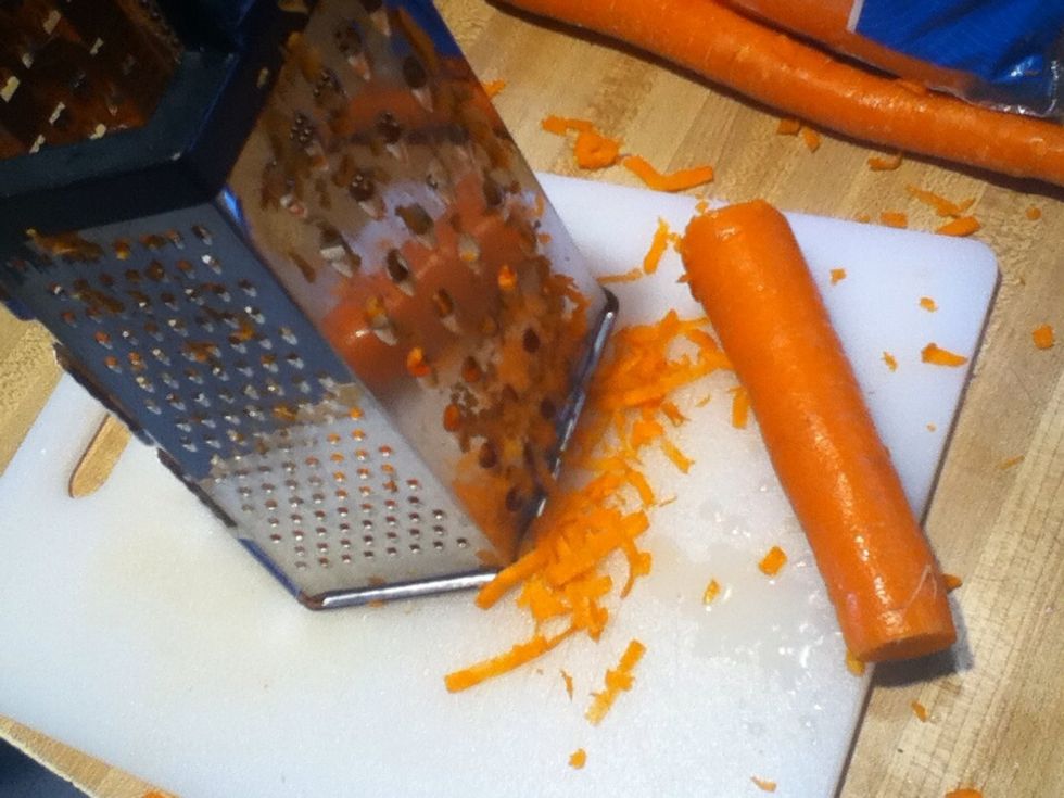 Grate the carrots. (Not the fun part, but aren't they beautiful?)