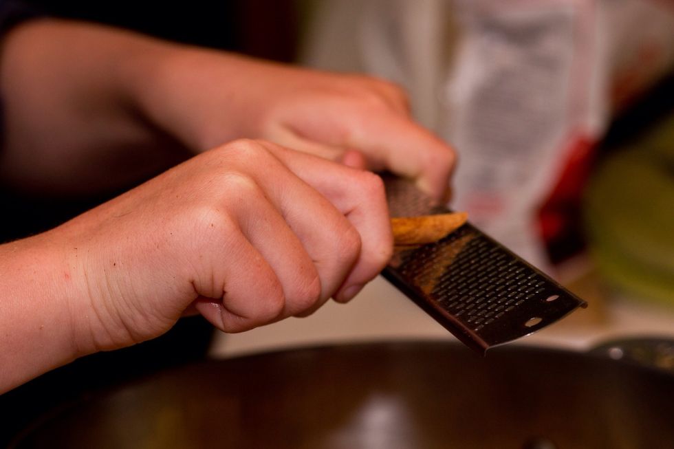 Grate your cinnamon stick... This is pretty  hard to do but worth it for the taste of fresh cinnamon. If you don't have a rasp like this then you might be able to use the fine side on a box grater. .