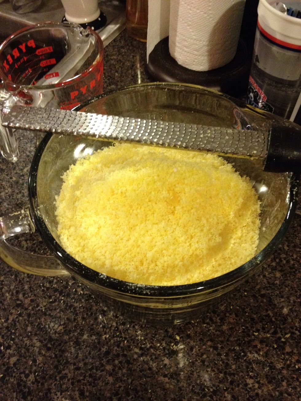 Grate your Fels-Naptha. I use a very fine grater to do this, but you can also chop it up with a knife and/or run it through a food processor.