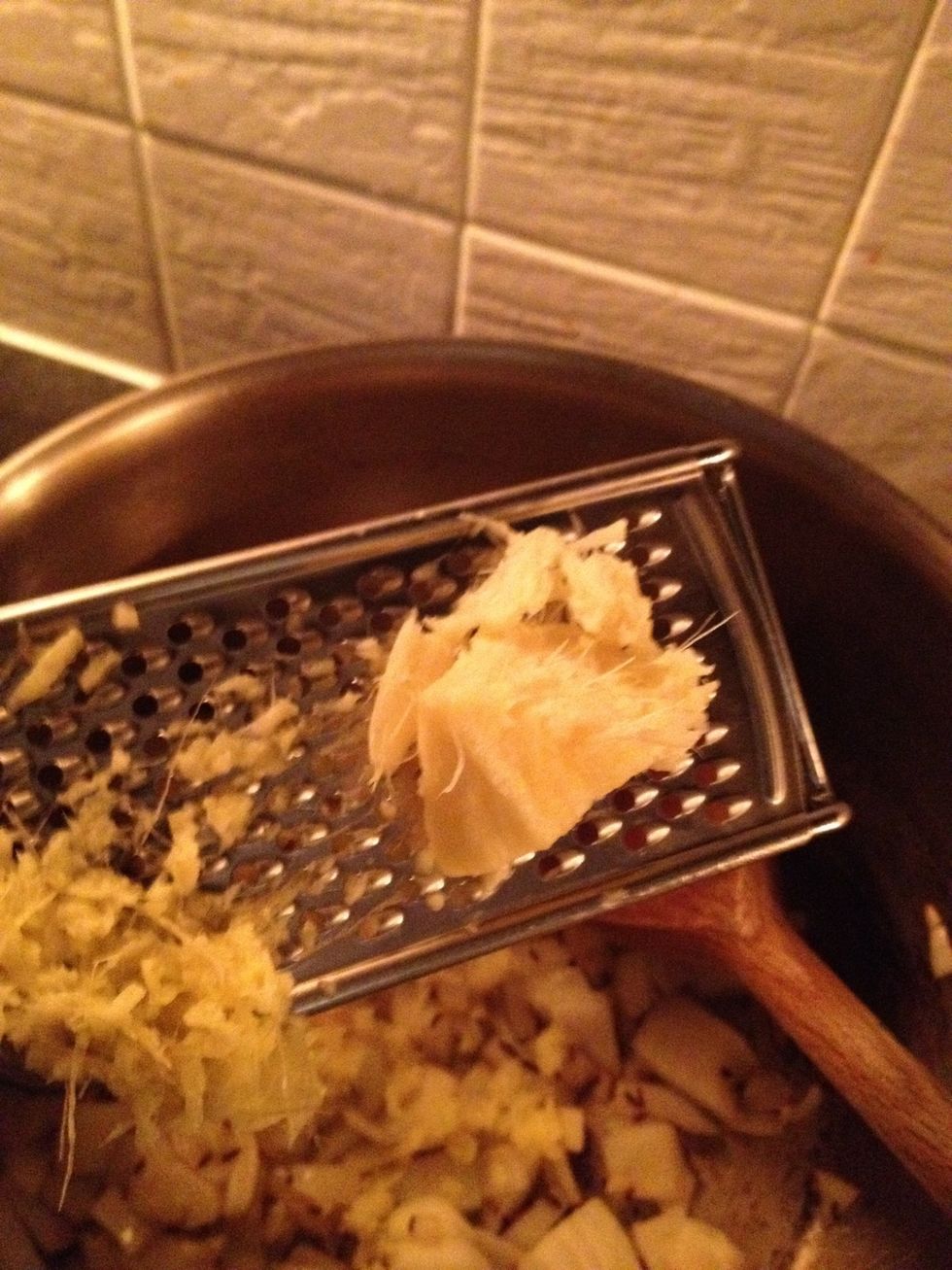 Grate your ginger in using a mini grater or micro plane.  Stir.