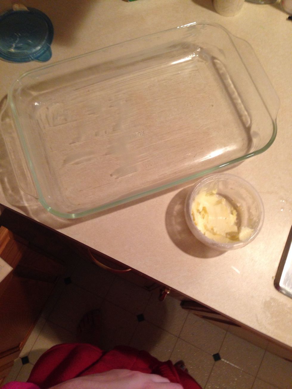 Grease a 9x13 pan with butter