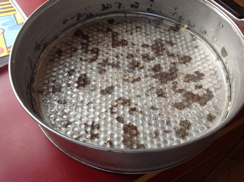Grease a big baking tin with butter (the cake raises a lot!)