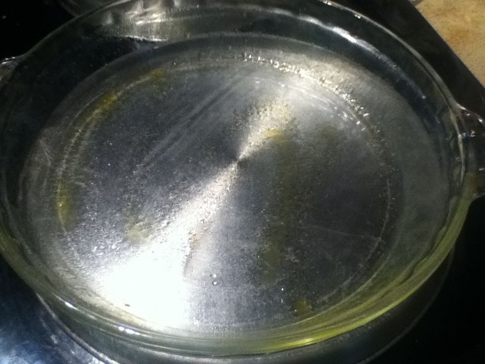 Grease a pie pan or glass