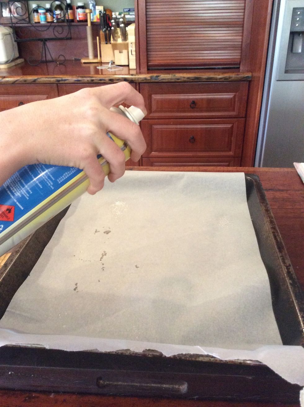 Grease baking sheet and sprinkle it with cold water. (This will generate steam in the oven to help raise the pastry.)