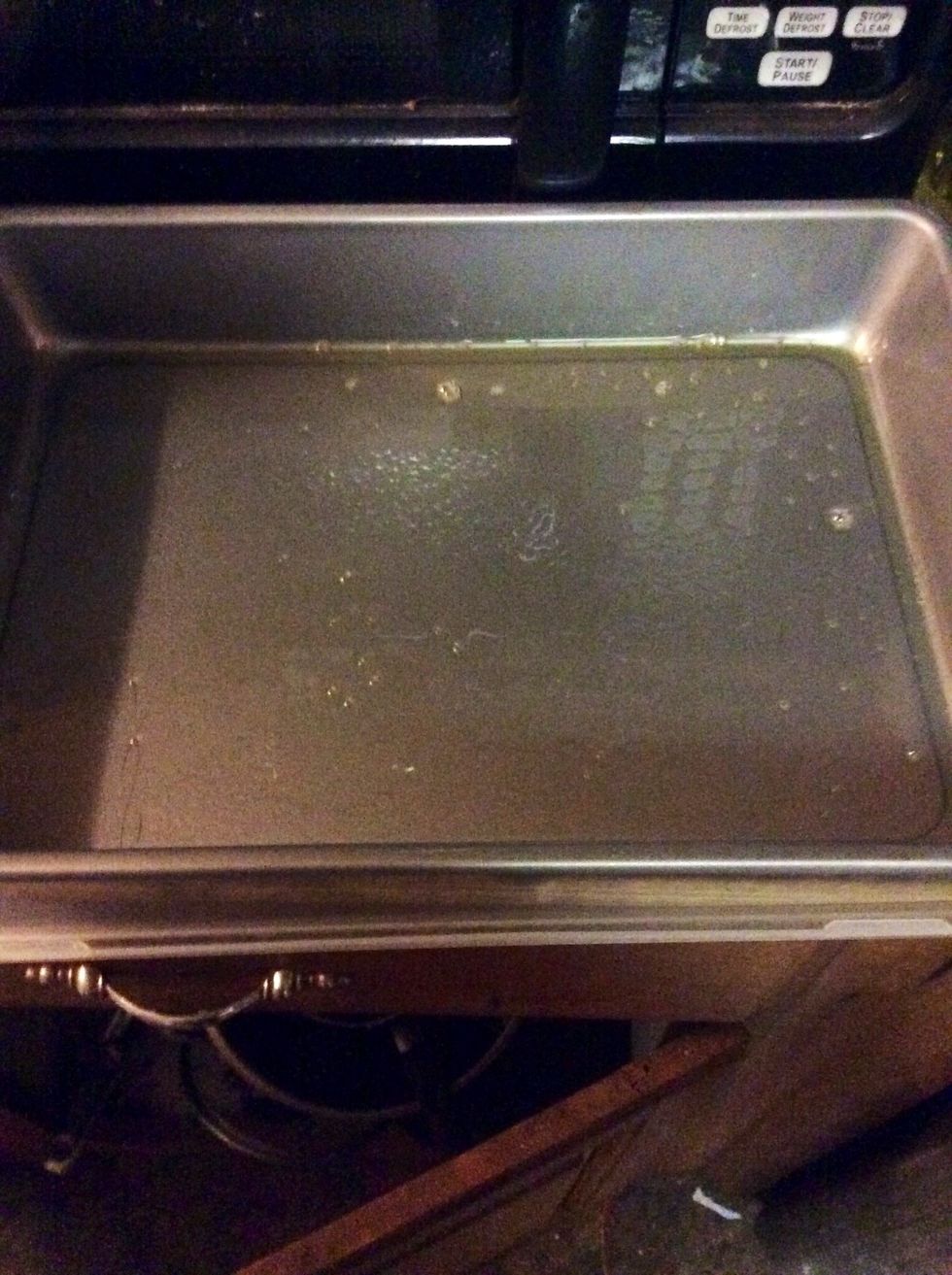 Grease one 9x13 inch pan.